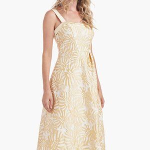 Kay Unger Liv Palm Leaf Print Cocktail Dress Yellow size 12